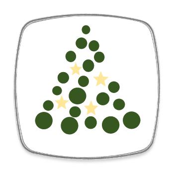 Circle Tree with Stars – Merry Christmas - Square fridge magnet - white - Front