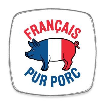 Français Pur Porc Design Humoristique - Magnet carré - blanc - Devant