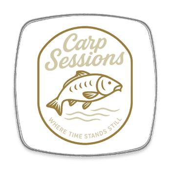 Carp Sessions Where Time Stands Still - Square fridge magnet - white - Front
