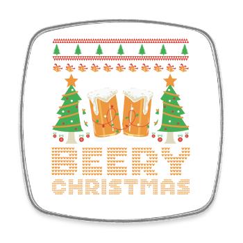 Beery Weihnachtspullover Hässliches Weihnachtsbier Frohe Weihnachten - Viereckiger Kühlschrankmagnet - Weiß - Vorne