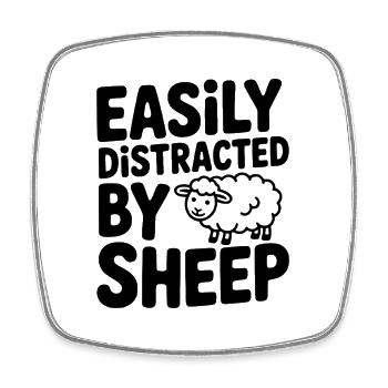Facilement distrait par les moutons - Magnet carré - blanc - Devant