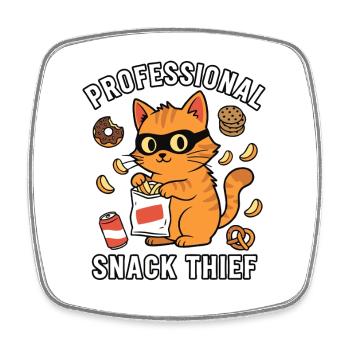 Professional Snack Thief Freche Lustige Katze - Viereckiger Kühlschrankmagnet - Weiß - Vorne