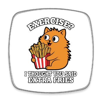 Exercice? Je pensais à un fan de frites en extra - Magnet carré - blanc - Devant