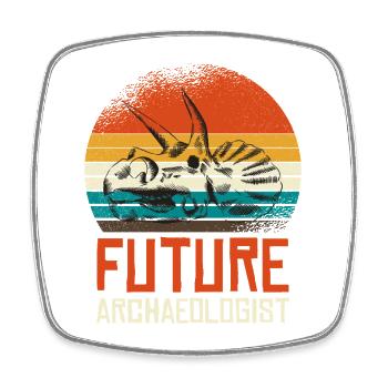 Futur archéologue Fossil Skull - Magnet carré - blanc - Devant