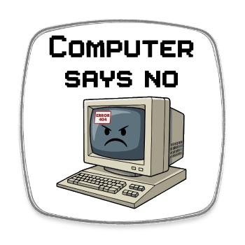 Retro Computer 404 Error - Square fridge magnet - white - Front