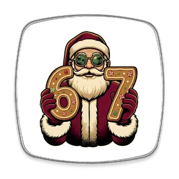 Santa's Sugar Counts 67 - Square fridge magnet - white - Front