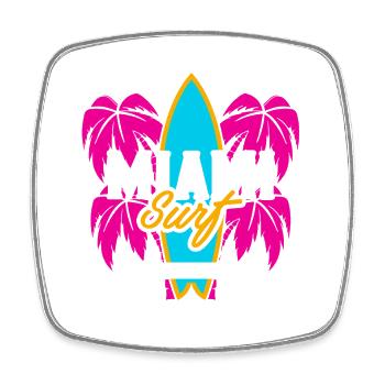 Miami Surf Südstrand Logo - Viereckiger Kühlschrankmagnet - Weiß - Vorne