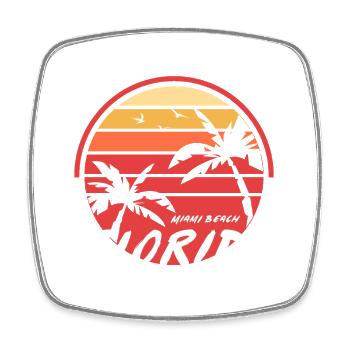 Miami Sunset Palmen Florida - Viereckiger Kühlschrankmagnet - Weiß - Vorne