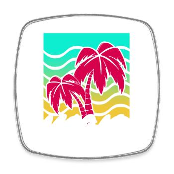 Miami Palmen Neon Gradient - Viereckiger Kühlschrankmagnet - Weiß - Vorne