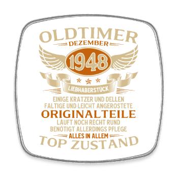 77th Birthday Gift Vintage Car December 1948 - Square fridge magnet - white - Front