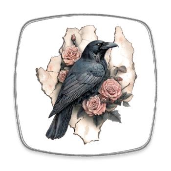 Raven Vintage Roses - Square fridge magnet - white - Front