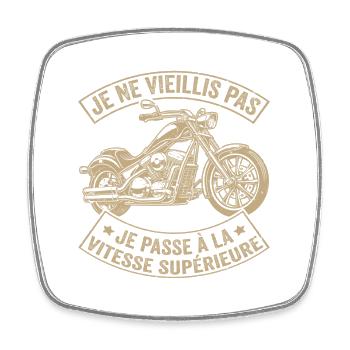 Funny motorcycle biker I'm moving up a gear - Square fridge magnet - white - Front
