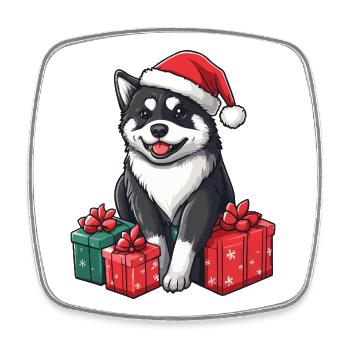 Akita Hund Weihnachten Geschenke - Viereckiger Kühlschrankmagnet - Weiß - Vorne