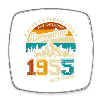 Édition limitée cadeau d’anniversaire de décembre 1955 - Magnet carré - blanc - Devant