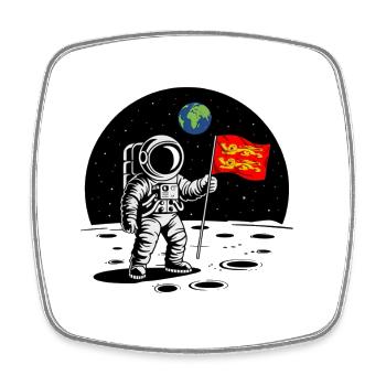 Normandy Astronaut Normandy Flagge auf dem Mond - Viereckiger Kühlschrankmagnet - Weiß - Vorne