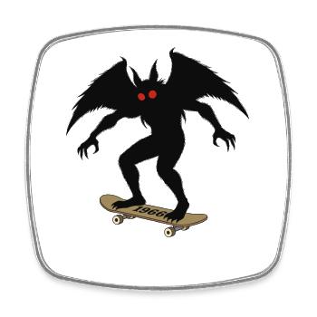 Mothman 1966 Skateboarding - Square fridge magnet - white - Front
