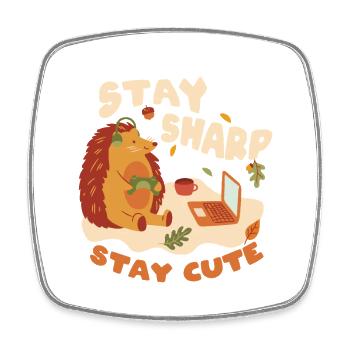 Igel Tag Hedgehog Day Stay Sharp Stay Cute - Viereckiger Kühlschrankmagnet - Weiß - Vorne