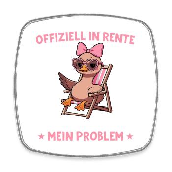 Pensioner Duck in Deckchair - Farewell Pension - Square fridge magnet - white - Front