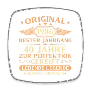 1986 Baujahr Lebende Legende - 40. Geburtstag - Viereckiger Kühlschrankmagnet - Weiß - Vorne
