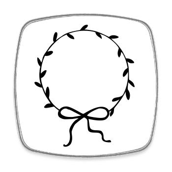 Couronne de feuilles avec arc dessiné à la main - Magnet carré - blanc - Devant