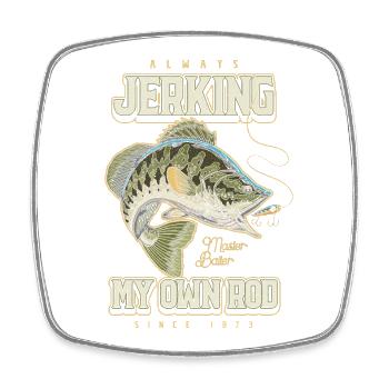 Toujours en train de branler ma canne Pêche drôle Née en 1973 - Magnet carré - blanc - Devant
