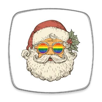 Pride Santa – Noël avec amour - Magnet carré - blanc - Devant