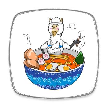 Funny Llamen Ramen Llama Alpaca Japanese Food Gift - Square fridge magnet - white - Front