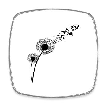 Dandelion Blowing Birds Silhouette Minimalist Free - Square fridge magnet - white - Front