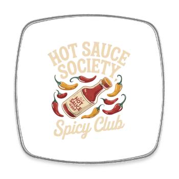 Hot Sauce Society – Spicy Club - Square fridge magnet - white - Front