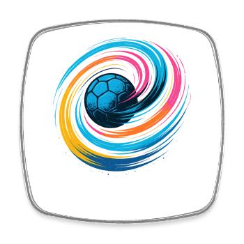 Handball Neon Ball, bunter Wirbelwurf, Dynamik - Viereckiger Kühlschrankmagnet - Weiß - Vorne