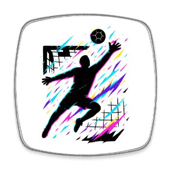 Handball Sprungwurf bunt, Neon Silhouette, Kunst - Viereckiger Kühlschrankmagnet - Weiß - Vorne