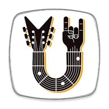 Guitar and Finger Horn Hand - Square fridge magnet - white - Front