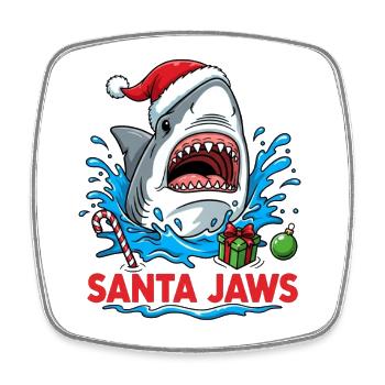 Shark Christmas - Square fridge magnet - white - Front