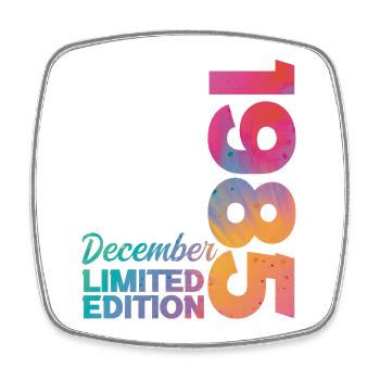 December 1985 Birthday Born in December Gift - Square fridge magnet - white - Front