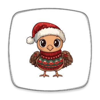 Truthahn Weihnachten Xmas - Viereckiger Kühlschrankmagnet - Weiß - Vorne