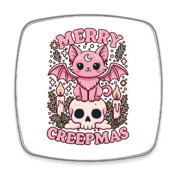 Merry Creepmas Cat Pastel Goth Christmas Skull - Viereckiger Kühlschrankmagnet - Weiß - Vorne