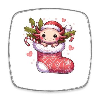 Mignon Axolotl de Noël avec le Père Noël pour - Magnet carré - blanc - Devant