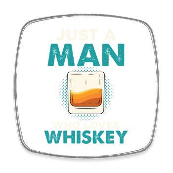 Nur ein Mann liebt Whiskey - Viereckiger Kühlschrankmagnet - Weiß - Vorne