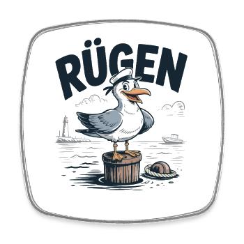 Rügen Möwe Ostsee Urlaub Strand Meer - Viereckiger Kühlschrankmagnet - Weiß - Vorne