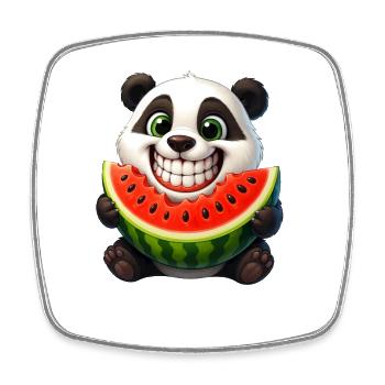 Cute Panda Melon Summer Cartoon Fruit Joy - Square fridge magnet - white - Front