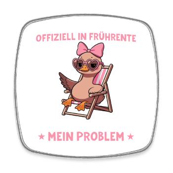 Early retirement duck in a deck chair - partial retirement - Square fridge magnet - white - Front