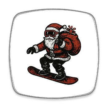 Sortie de snowboard Grunge Santa - Magnet carré - blanc - Devant