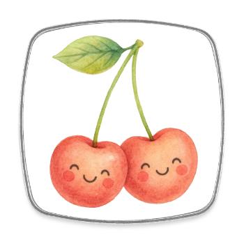 Couple de cerises câlins Cerises Amour d’été - Magnet carré - blanc - Devant
