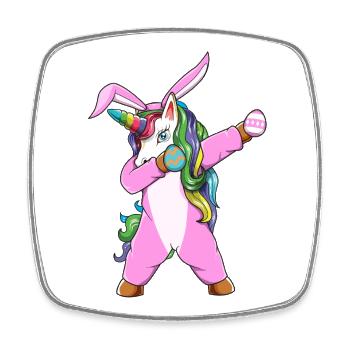 Dabbing Unicorn Easter Bunny Costume Funny Holiday - Square fridge magnet - white - Front