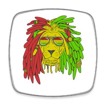 Rasta Lion Dreadlocks Reggae Music Jamaica Gift Id - Square fridge magnet - white - Front
