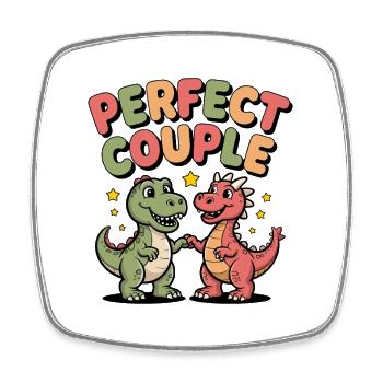Couple parfait : Dinosaur Love Design - Magnet carré - blanc - Devant