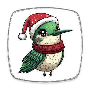 Kolibri Vogel Weihnachten Xmas - Viereckiger Kühlschrankmagnet - Weiß - Vorne