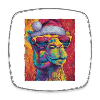 Kamel Weihnachten Porträt - Viereckiger Kühlschrankmagnet - Weiß - Vorne