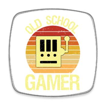 Old School Gamer Love Vintage 80s 90s Arcade - Square fridge magnet - white - Front