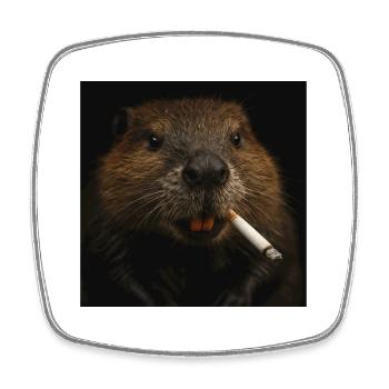 Smoking Beaver - Square fridge magnet - white - Front